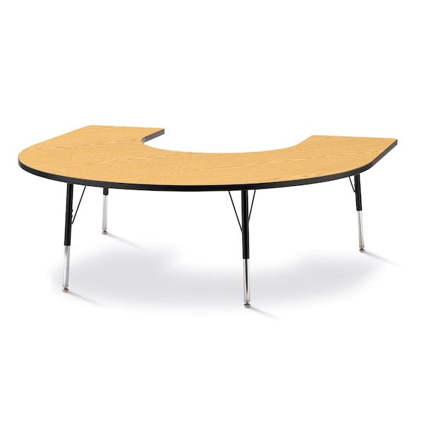 Berries Horseshoe Activity Table, 66 in. x 60 in., A-height, Oak/Black/Black